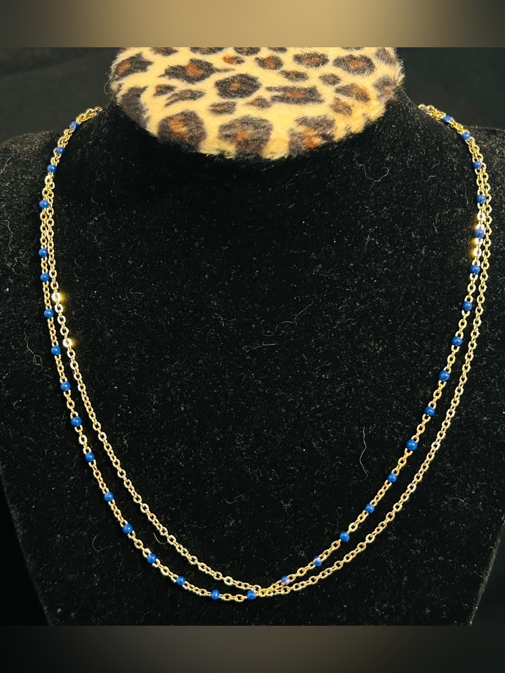 Plunder Gold-Tone Layered Necklace with Royal Blue Beads